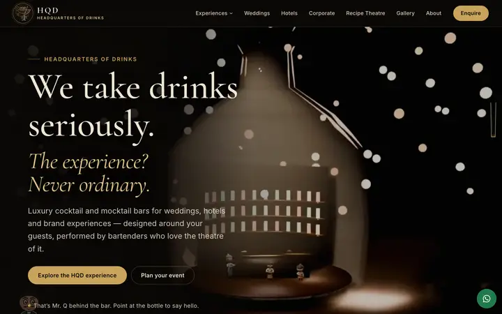 Homepage of HQD on a desktop screen